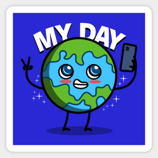 Cute Kawaii Planet Earth Meme For Earth Day Sticker